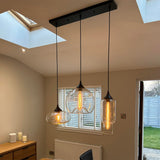 3-Light Linear Pendant with Clear Glass Shades