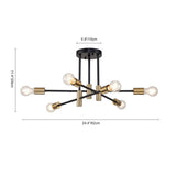 6/8 Light Black Sputnik Semi Flush Mount