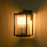 IP23 Striped Glass Lantern Outdoor Wall Sconce